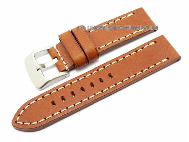 Uhrenarmband 26mm hellbraun Sattelleder handgen�ht (Schlie�enansto� 26 mm) - Bild vergr��ern 