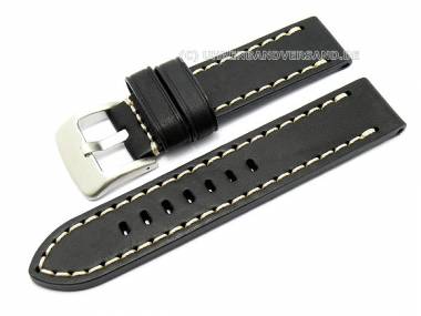 Uhrenarmband 22mm schwarz Sattelleder handgen�ht (Schlie�enansto� 22 mm) - Bild vergr��ern 