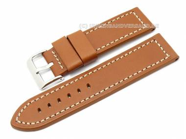 Uhrenarmband -Saddle- 24mm hellbraun Sattelleder Fliegerband-Design glatt (Schlie�enansto� 24 mm) - Bild vergr��ern 