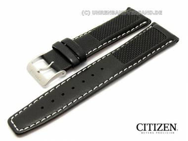 Ersatz-Uhrenarmband CITIZEN 22mm schwarz Leder/Textil helle Naht f�r BR0116-12F - Bild vergr��ern 