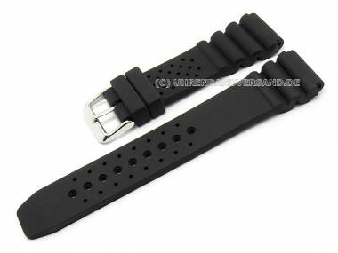 Uhrenarmband 22mm schwarz Silikon mit Lochmuster von CONDOR (Schlie�enansto� 20 mm) - Bild vergr��ern 