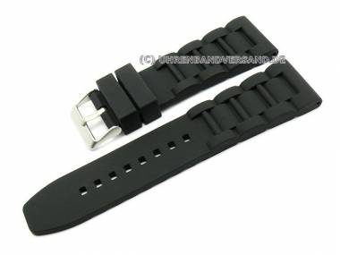 Uhrenarmband 26mm schwarz Silikon mit Struktur von CONDOR (Schlie�enansto� 22 mm) - Bild vergr��ern 