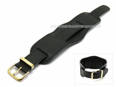 Uhrenarmband 18mm schwarz glatt mit Lederunterlage von CONDOR (Schlie�enansto� 18 mm) - Bild vergr��ern 