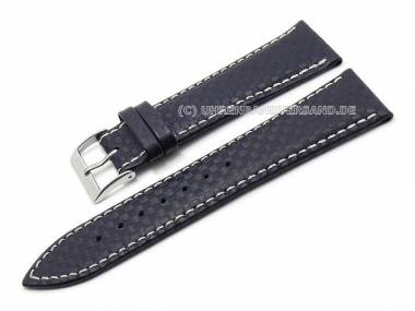 Uhrenarmband 24mm dunkelblau Carbon-Look wei�e Naht von CONDOR (Schlie�enansto� 20 mm) - Bild vergr��ern 