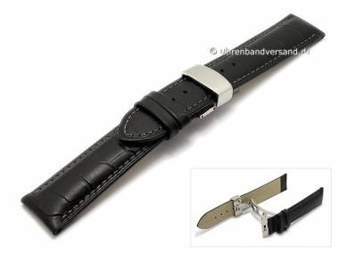 Uhrenarmband 24mm schwarz Alligator-Pr�gung Faltschlie�e CONDOR (Schlie�enansto� 20 mm) - Bild vergr��ern 