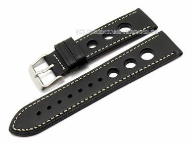 Uhrenarmband 22mm schwarz Racing Design wei�e Naht von CONDOR (Schlie�enansto� 20 mm) - Bild vergr��ern 
