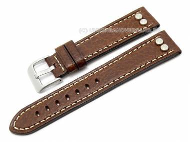 Uhrenarmband 24mm braun echt Leder Aviator-Style mit Nieten CONDOR (Schlie�enansto� 22 mm) - Bild vergr��ern 