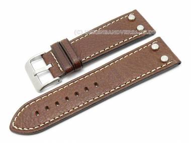 Uhrenarmband 26mm braun echt Leder Aviator-Style mit Nieten CONDOR (Schlie�enansto� 24 mm) - Bild vergr��ern 
