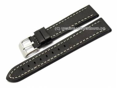 Uhrenarmband 22mm schwarz Kalbsleder fein genarbt helle Kontrastnaht CONDOR (Schlie�enansto� 20 mm) - Bild vergr��ern 