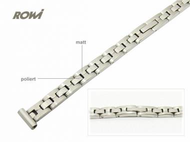 Uhrenarmband 10mm Edelstahl ROWI massiv teilweise poliert modernes Design - Bild vergr��ern 