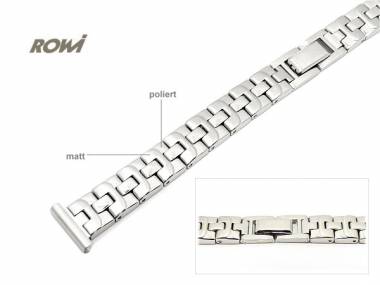 Uhrenarmband 14mm Edelstahl ROWI Massiv-Look teilweise poliert sportlich-elegantes Design - Bild vergr��ern 