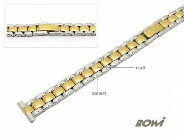 Uhrenarmband 12mm Edelstahl bicolor ROWI teilweise poliert elegantes Design - Bild vergr��ern 