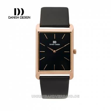 Flache Uhr Edelstahl ros�gold teilweise poliert Lederband von Danish Design (*DD*HU*) - Bild vergr��ern 