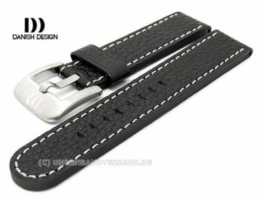 Ersatzarmband Danish-Design 23mm schwarz Leder genarbt robust helle Naht f�r IQ13Q712 - Bild vergr��ern 