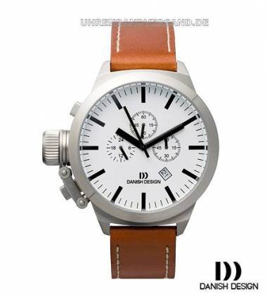 Chronograph Edelstahl Ziffernblatt wei� Lederband von Danish Design (*DD*HU*) - Bild vergr��ern 