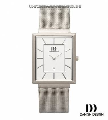 Flache Herrenuhr Edelstahl Ziffernblatt silber Milanaiseband von Danish Design (*DD*HU*) - Bild vergr��ern 