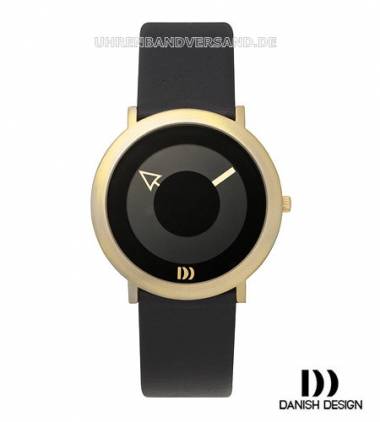 Modische Damenuhr Edelstahl goldfarben Ziffernblatt schwarz Lederband von Danish Design (*DD*DU*) - Bild vergr��ern 