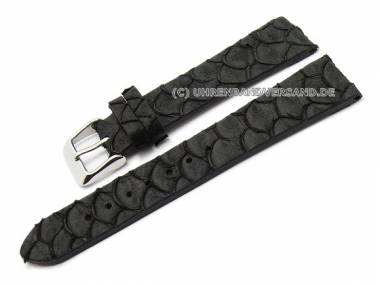 Uhrenarmband 18mm schwarz Fischleder genarbt (Schlie�enansto� 14 mm) - Bild vergr��ern 