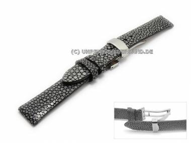 Uhrenarmband 14mm schwarz echt Perlrochen mit Faltschlie�e - Bild vergr��ern 