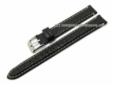 Uhrenarmband XL 12mm schwarz B�ffelleder genarbt (Schlie�enansto� 12 mm) - Bild vergr��ern 