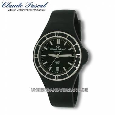 Modische-Damenuhr Ziffernblatt schwarz Silikonband CLAUDE PASCAL (*CL*DU*) - Bild vergr��ern 