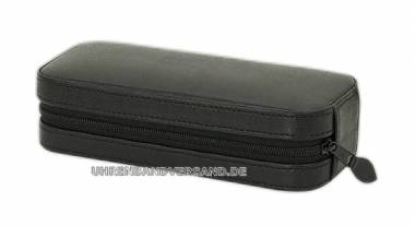 Uhrenetui -Redford 2- schwarz Bonded Leder (Lederfaserstoff) f�r bis zu 2 Armbanduhren  - Bild vergr��ern 