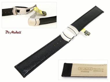 Uhrenarmband 18mm schwarz Di-Modell -Eidechse FS- Faltschlie�e echt Eidechse (Schlie�enansto� 16 mm) - Bild vergr��ern 