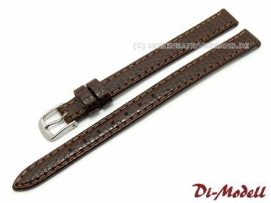 Uhrenarmband 11mm dunkelbraun Di-Modell -Brillant- Eidechs-Pr�gung (Schlie�enansto� 10 mm) - Bild vergr��ern 