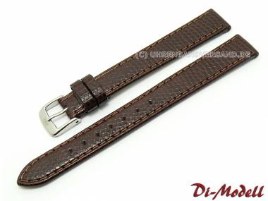 Uhrenarmband 14mm XL dunkelbraun Di-Modell -Brillant- Eidechs-Pr�gung (Schlie�enansto� 12 mm) - Bild vergr��ern 