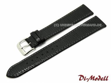 Uhrenarmband 16mm XL schwarz Di-Modell -Brillant- Eidechs-Pr�gung (Schlie�enansto� 15 mm) - Bild vergr��ern 