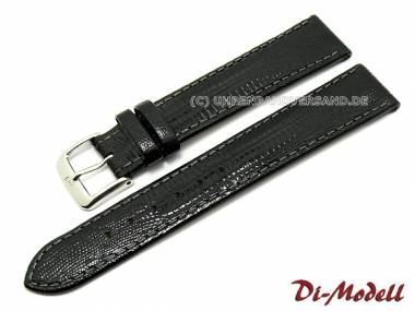 Uhrenarmband 20mm schwarz Di-Modell -Topas- Teju-Eidechspr�gung (Schlie�enansto� 18 mm) - Bild vergr��ern 