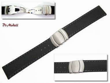 Uhrenarmband 20mm schwarz Di-Modell -Oregon FS- glatt Faltschlie�e - Bild vergr��ern 