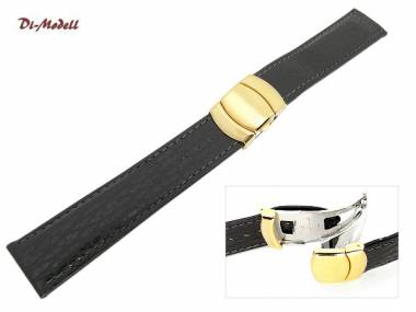 Uhrenarmband 18mm schwarz Di-Modell -Haifisch FS- Faltschlie�e waterproof (Schlie�enansto� 16 mm) - Bild vergr��ern 