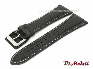 Uhrenarmband 28mm schwarz Di-Modell -Pilot- genarbt helle Naht - Bild vergr��ern 