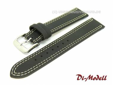 Uhrenarmband 22mm schwarz Di-Modell -Colorado- glatt beige Doppelnaht - Bild vergr��ern 