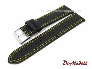 Uhrenarmband 18mm schwarz Di-Modell -Colorado- glatt gelbe Doppelnaht (Schlie�enansto� 16 mm) - Bild vergr��ern 