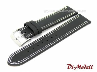 Uhrenarmband 18mm schwarz Di-Modell -Colorado- glatt wei�e Doppelnaht (Schlie�enansto� 16 mm) - Bild vergr��ern 