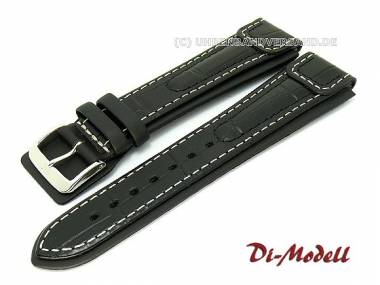 Uhrenarmband 20mm schwarz Di-Modell -Noblissimo waterproof- Alligator-Pr�gung - Bild vergr��ern 