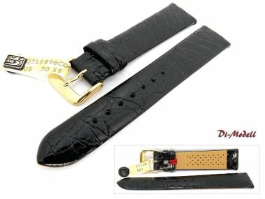 Uhrenarmband 16mm schwarz echt Krokodil Classik ohne Naht von Di-Modell (Schlie�enansto� 15 mm) - Bild vergr��ern 
