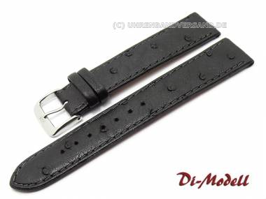 Uhrenarmband 18mm schwarz Di-Modell -Ostrich- echt Strauss (Schlie�enansto� 16 mm) - Bild vergr��ern 