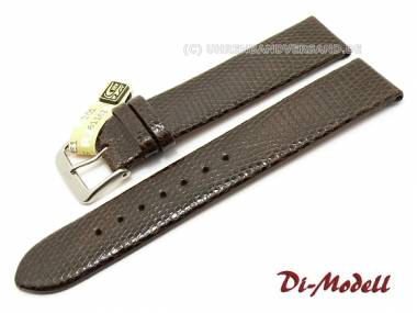 Uhrenarmband 20mm XL dunkelbraun echt Eidechse Klassik ohne Naht Di-Modell (Schlie�enansto� 18 mm) - Bild vergr��ern 
