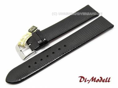 Uhrenarmband 16mm XL schwarz echt Eidechse Klassik ohne Naht von Di-Modell (Schlie�enansto� 15 mm) - Bild vergr��ern 