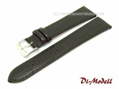 Uhrenarmband 22mm dunkelbraun Di-Modell -Caracas- Alligator-Pr�gung abgen�ht - Bild vergr��ern 