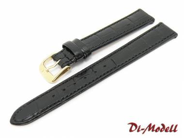 Uhrenarmband 14mm schwarz Di-Modell -Bali- Alligator-Pr�gung abgen�ht (Schlie�enansto� 12 mm) - Bild vergr��ern 