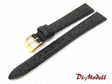 Uhrenarmband 12mm schwarz Di-Modell -Tiffany- Kroko-Pr�gung abgen�ht (Schlie�enansto� 10 mm) - Bild vergr��ern 
