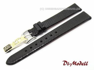 Uhrenarmband 12mm XL schwarz echt Eidechse Klassik ohne Naht von Di-Modell (Schlie�enansto� 10 mm) - Bild vergr��ern 