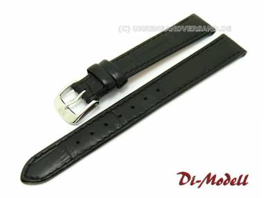 Uhrenarmband 12mm schwarz Di-Modell -Caracas- Alligator-Pr�gung abgen�ht (Schlie�enansto� 10 mm) - Bild vergr��ern 