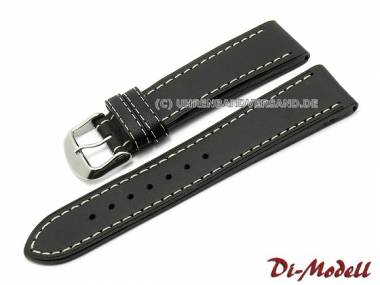 Uhrenarmband 22mm schwarz Di-Modell -Jumbo- robust wei�e Naht - Bild vergr��ern 