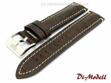 Uhrenarmband 24mm dunkelbraun Di-Modell -Bali Chrono- Alligator-Pr�gung helle Naht - Bild vergr��ern 