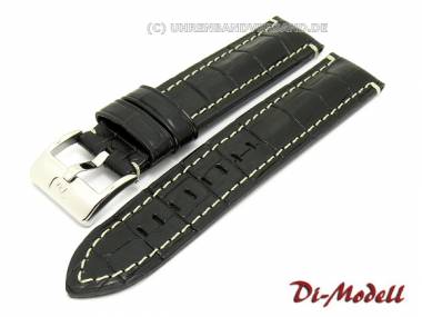 Uhrenarmband 22mm schwarz Di-Modell -Bali Chrono- Alligator-Pr�gung helle Naht - Bild vergr��ern 